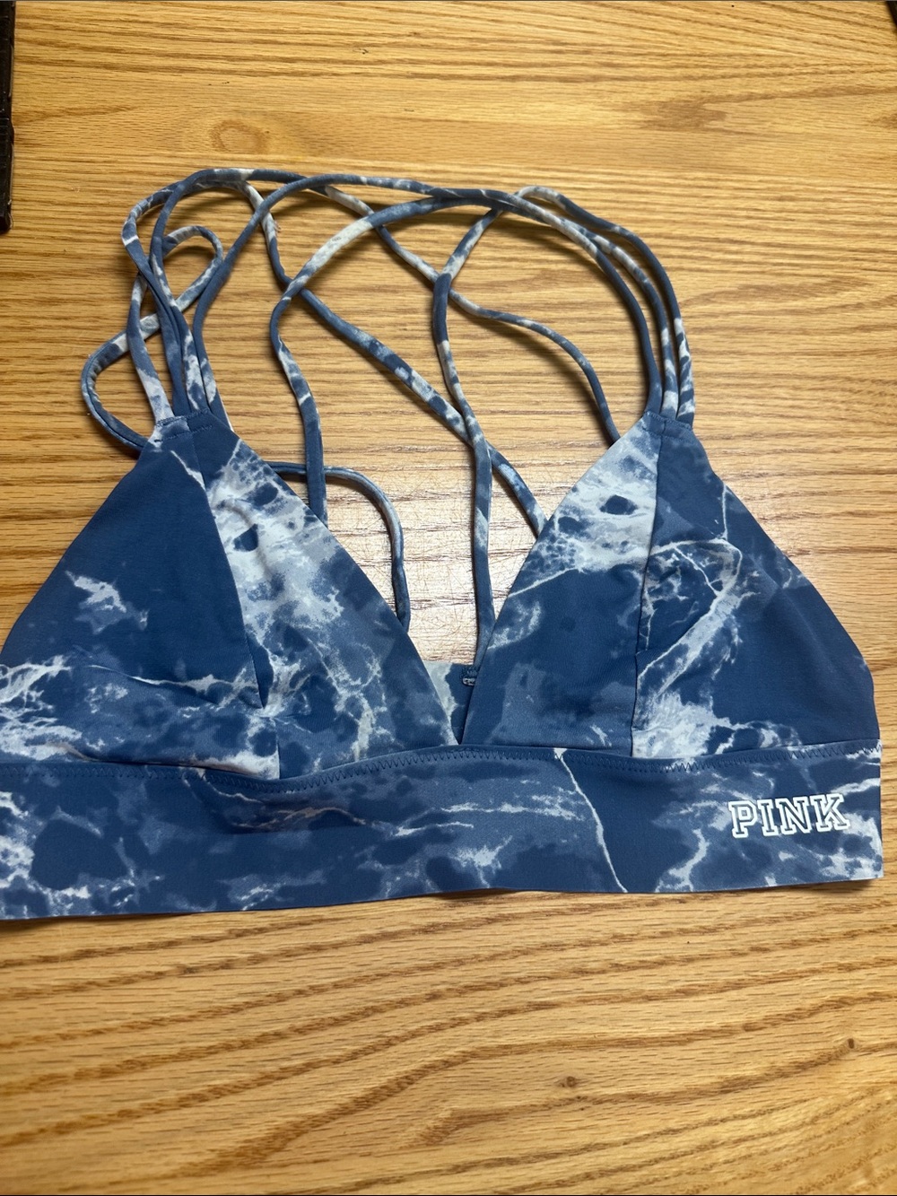 PINK Victoria's Secret Blue Marble Strappy Bralette